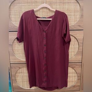 Madewell Burgundy Button-Down Women's Dress